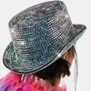 Boinas de luxo lantejoulas de shinestone pérolas diamantes para mulheres chuveiro chuveiro hip hop steampunk mágico magia fedora taps