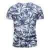 남자 T 셔츠 하와이 스타일의면 티셔츠 남자 o-neck 프린트 셔츠 캐주얼 의류 여름 고품질