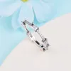 925 Sterling Silver Rectangular Bars Sparkling Pave Ring Fit Pandora Jewelry Engagement Wedding Lovers Fashion Ring for Women