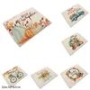 Tapetes de mesa Ação de Graças Pumpkin Pump Fosted Linen Plac Ploth Dish Pad Copo Doily Kitchen Dining Party Placemats Acessório