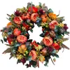 Decorative Flowers Artificial Plants Autumn Wreath Fall Peony And Pumpkin For Front Door Ornaments Home Garden Thanksgiving Christmas Decor