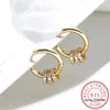 Hoop￶rh￤ngen Autentisk S925 Sterling Silver Dainty Liten Zircon Inlaid Round Circle For Women Gold Earrings smycken