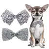개 의류 Fahion 절묘한 장식 애완 동물 활 tie bowtie bowknot Shining Diamond 슬라이드 가능한 칼라 개 CAT 용품 액세서리