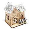 Украшение вечеринки H55A миниатюрные рождественские светодиодные светодиоды Wood House Ormants Семейство DIY Art Craft Project