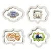 Baking Moulds 4Pcs/Lot Vintage Plaque Frame Cookie Cutter Set Plastic Biscuit Mould Fondant Cake Decorating Tools