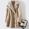 Women's Fur 2022 Autumn Winter Women Lamb Coat Turn Down Collar Loose Long Sleeve Thick Warm For Tops