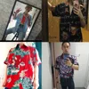 남성용 캐주얼 셔츠 보라색 프린트 Tela Calaveras Hawaiian Fabric Shirt Summer Men 화려한 과야 베라 Camisa Hombre