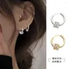 Hoop￶rh￤ngen Autentisk S925 Sterling Silver Dainty Liten Zircon Inlaid Round Circle For Women Gold Earrings smycken