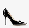 Women dress shoes pump brand high heel Love 100mm Balle nude Patent-Leather Pointed Pumps with Emblem lady sexy shoes pointy toe luxury design