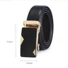 G￼rtel M￤nner Luxus Business G￼rtel Schwarz PU Leder Armband M￤nnliche Bund automatische Schnalle f￼r goldene silberne G￼rteljeans