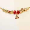 Handmade Jewelry Wholesale Charm Bracelets European Style DIY Large Hole Gold Bracelet Christmas Gifts For Women Bell Pendant Red Crystal 3D Star Snowflake