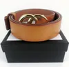 Men's women's Solid waistband leather Bronze large buckle Designer cowhide Belt Luxury Band Box