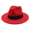 Berets 2022 High-end Fashion Men Women Fedora Hat With Black Cloth Belt Adult Panama Wool Trilby Size 56-58CM