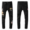 Jeans masculinos Luxurys Designers angustiados France Fashion Pierre Straight Biker Hole Stretch Denim Casual Jean Men Skinny Pants Elasticit YF10