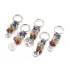 7 Chakra Natural Crystal Chips Cluster Healing Keychain Yoga Bag Pendant Key Ring Women Tree of Life