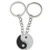 Vintage Silver Pair China Emamel Yin Yang KeyChain Key Ring Key Chain Souvenirs Valentine039s Gift for Keys Car Jewelry New351325066