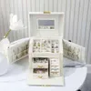 Jewelry Boxes New Box Large Capacity Multifunctional Portable Lock With Mirror Storage Earrings Necklace Ring Display 11292568