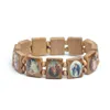 Naturalna drewniana biżuteria katolicka chrześcijańska bransoletka różańca wiara religijna 8789989