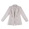 Costumes pour femmes bureau dame élégant Tweed tissage Blazer veste costume haut femmes Plaid travail manteaux Feminino