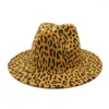 Boinas Sombrero moda unissex lã plana lã feltro jazz fedora hats homens mulheres leopard grão trilby panamá formal hf138