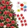 Noel Dekorasyonları 5/10 PCS Yapay Poinsettia Çiçekler Git Düğün Partisi Çelenk Diy Dekor için Süsler