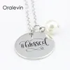 BLESSED Inspirational Stamped Hand Engraved Accessories Custom Charms Pendant Link Chain Necklace for women Gift Jewelry 10Pcs Lot5447649