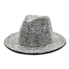 Berets Rhinestone Fedora Hat Women Party Stage Handmade Point Drill Male British Retro Outdoor Sunshade Jazz Performance