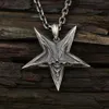 Vintage Mens Satanic Invertered Pentagram Skull Pendant Necklace For Men Punk Demon Chaos Star Baphomet smycken Halsband284k6096627