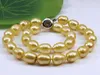 Chains Single 11-12mm Yellow Coffee Gray Cultured Freshwater Natural Pearl Necklace 17"