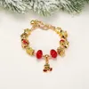 Handmade Jewelry Wholesale Charm Bracelets European Style DIY Large Hole Gold Bracelet Christmas Gifts For Women Bell Pendant Red Crystal 3D Star Snowflake