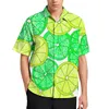 Erkekler Sıradan Gömlek Limon ve Lime Hawaii Gömlek Erkekler Parlak Narenciye Meyve Bozlar Kısa kollu moda büyük boy