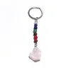 أزياء خشنة الحجر الخام حلقات 7 ألوان شقرا حبات سلسلة القلادة مفاتيح مفاتيح Quartz الحجارة