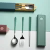 Dinnerware Sets Stainless Steel Cutlery Set With Storage Case Reusable Coffee Spoon Fork Chopsticks For Camping Dining Kitchen Tool