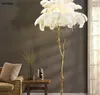 テーブルランプモダンなリビングルームアートベッドサイドベッドルームノルディックフルカッパーの垂直フェザーフロアランプCD50 W07