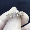 925 Sterling Silver Drop Shaped Cut Row Diamond Platinu Moissanite Engagement Wedding Band Rings For Women Gift192Q5502958