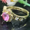 Cluster Rings 20x11mm Princess Cut Pink Kunzite Blue Sapphire CZ Women Rose Gold Silver Ring Selling Wholesale