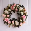 Decorative Flowers Floral Artificial Rose Wreath Door Wedding Wreaths Hanging Wall Window Decoration Front Outdoor Indoor Decor