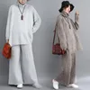 Damen Zweiteilige Hose Plus Size Damen 2-teiliges Hosen-Set 2022 Rollkragen-Strickpullover Pullover und warme Damenanzüge mit weitem Bein
