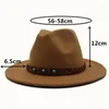 Boinas 2022 Hombres Mujeres Auténtico Fedora Sombrero con cinturón Panamá Lana Trilby Casual Tamaño salvaje 56-58 cm