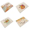 Tapetes de mesa Ação de Graças Pumpkin Pump Fosted Linen Plac Ploth Dish Pad Copo Doily Kitchen Dining Party Placemats Acessório