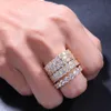 Novo Hip Hop Bling Mens feminino Anéis de jóias Gold Silver Double Row Zircon Diamond Engagement Iced Out Rings298S7086251