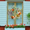 Flores decorativas Wreath Wreath Harvest Pumpkin Artificial for Front Door Ação de Graças Halloween Home