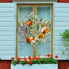 Dekorativa blommor Autumn Wreath Harvest Pumpkin Artificial for Ytter Door Thanksgiving Halloween Home