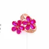Cluster Rings 585 Purple Gold Plated 14K Rose Inlaid Ruby Flower For Women Resizable Fashion Fresh Light Luxury Jewelry