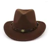 Berets European USA szeroko wełniane poczuć Jazz Panama Hat Bomber Western Cowboy Cowgirl Hats with Fedora for Men Women HF22