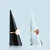 Smyckespåsar 6st Black Acrylic Crystal Ring Holder Wedding Display Cone Support Single Finger Rings Showcase Stand