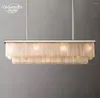 Chandeliers Glace Calcite Rectangular Modern Retro Tiers Marble Stone Pendant Lights Farmhouse Living Room Dining Lamps