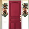 Decorative Flowers Cordless Prelit Stairway Trim Garlands Christmas Wreaths For Front Door Holiday Wall Window Hanging Ornaments Indoor Home