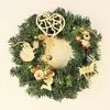 Fleurs décoratives 11,81 pouces couronne de Noël ornements suspendus pour porte d'entrée jardin ange élan guirlande d'arbre de Noël décoration de fête joyeuse