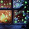 Wall Stickers Shopwindow Ornament Luminous Snow Christmas Window Clings Snowflakes Decals Glow In The Dark Home Decorations